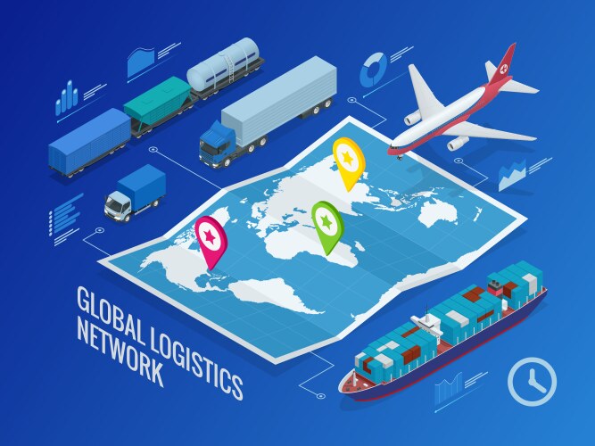 Logistics flat global transportation concept Vector Image