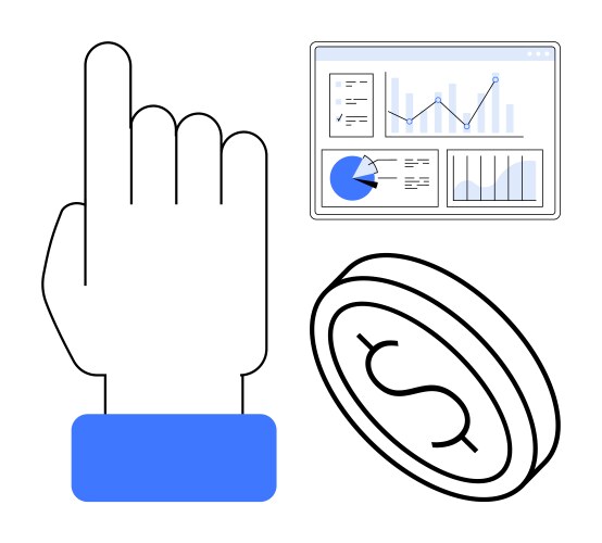 Hand gesture with financial data and coin vector image