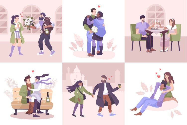Loving couple romantic relations landing page Vector Image