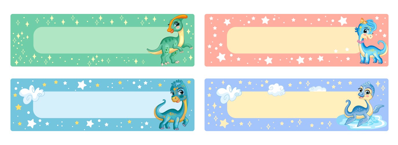 Cute cartoon dinosaur planners set vector image