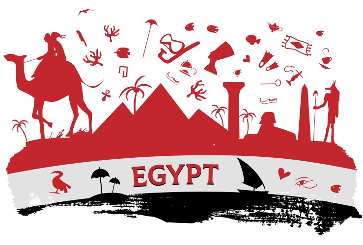 egypt travel banner horizontal background vector