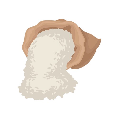 Overturned burlap bag with rice or flour brown Vector Image