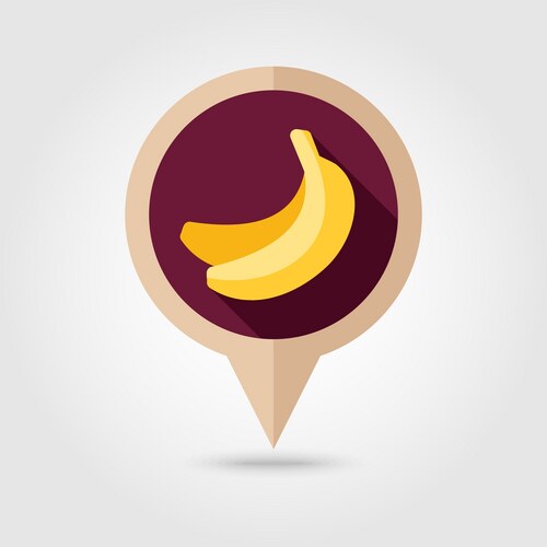 Banana Pin Map Icon - Tropical Fruit Vector Image