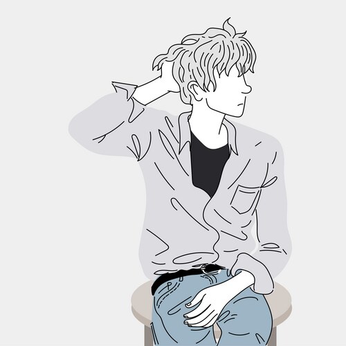 Fashion drawing a man sitting on chair Vector Image