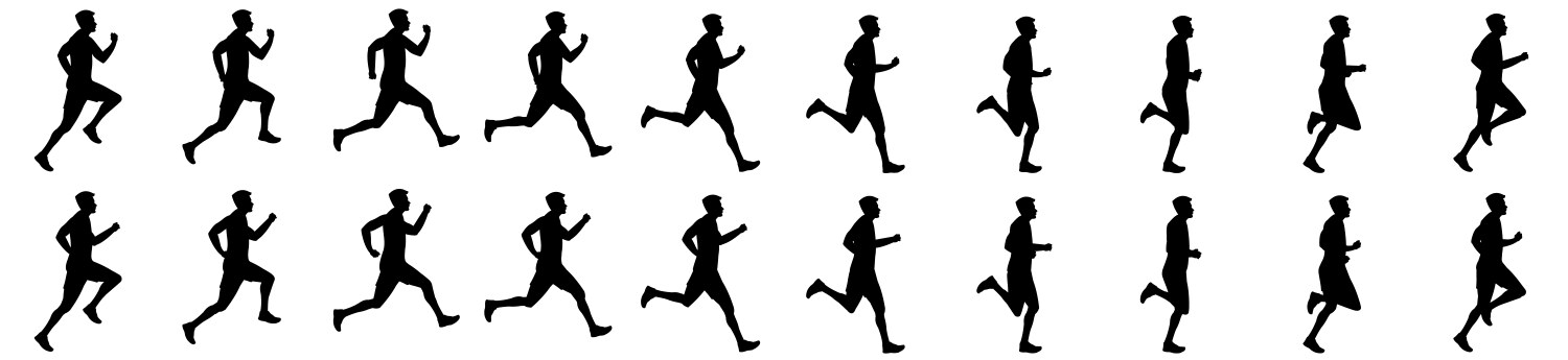 Man run cycle animation sequence silhouette vector image