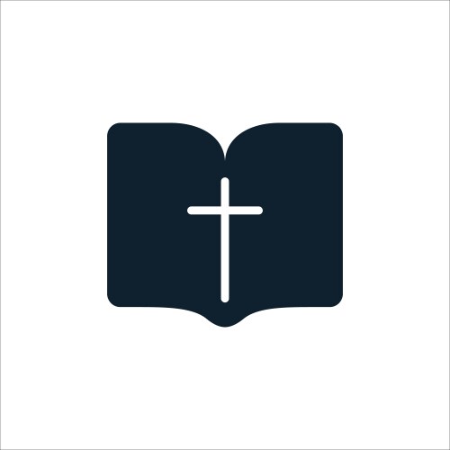 Bible with cross icon open book religion church vector image