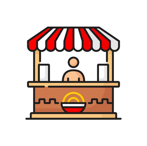 fastfood shop with noodles fry chinese pasta vector