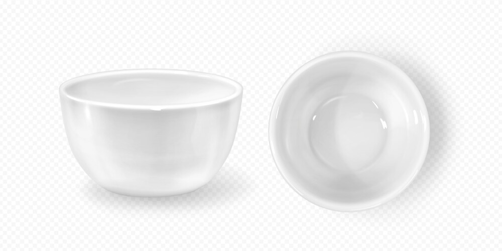Realistic empty sauce bowl isolated white plate Vector Image