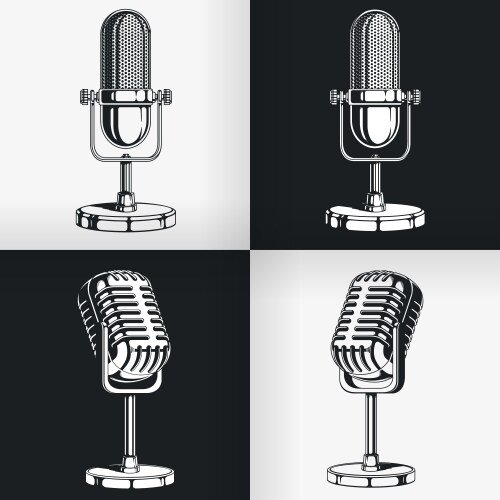 Silhouette old vintage radio microphone retro vector image