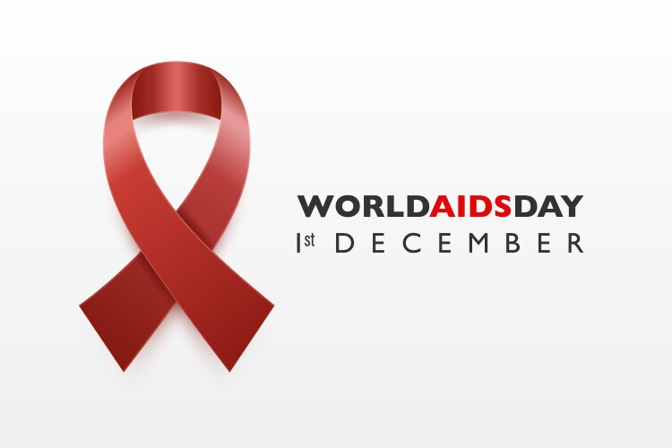 Aids day concept with awareness red silk vector image