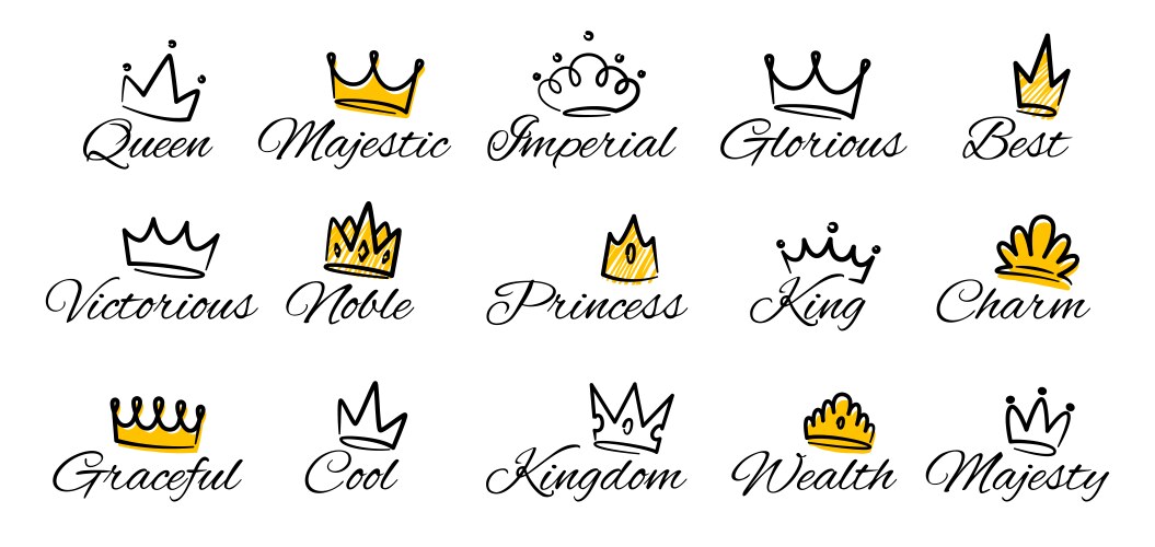 Queen crown sketch king logo doodle design Vector Image