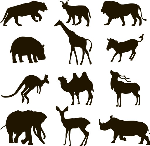 Black Animal Silhouettes Vector Image