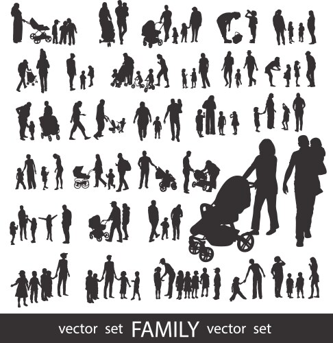 Family Silhouette Set - People Isolated Vector Image