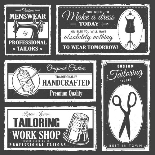 Vintage monochrome tailor label Royalty Free Vector Image