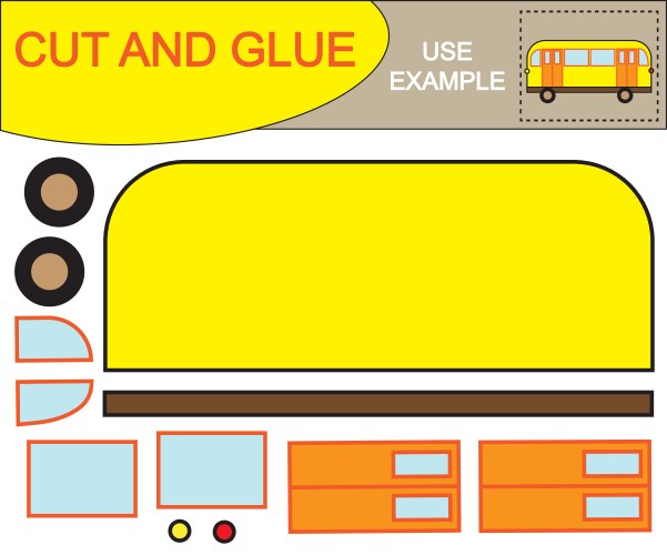 create image bus using scissors and glue vector