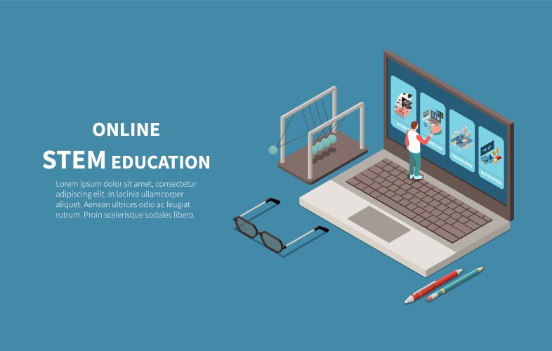 Stem education isometric poster Royalty Free Vector Image