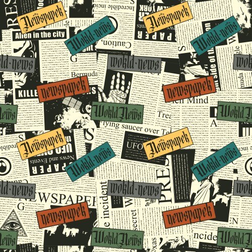 Seamless pattern with collage of newspaper Vector Image