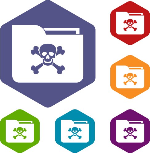 File folder with a skull icons set vector image