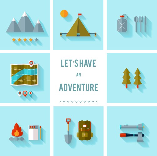 Camping flat design Royalty Free Vector Image - VectorStock