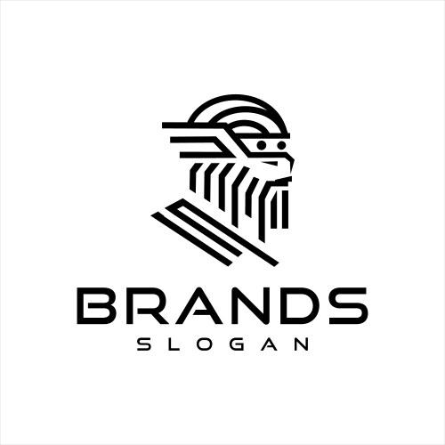 Goddess greek athena soldier line art logo icon Vector Image