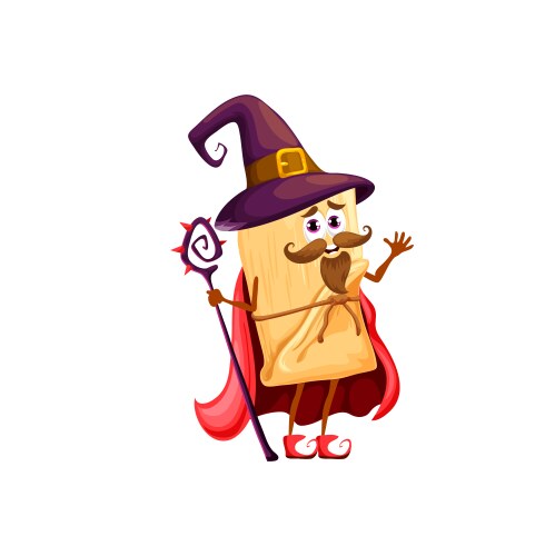 Cartoon tamales meal funny wizard character vector image