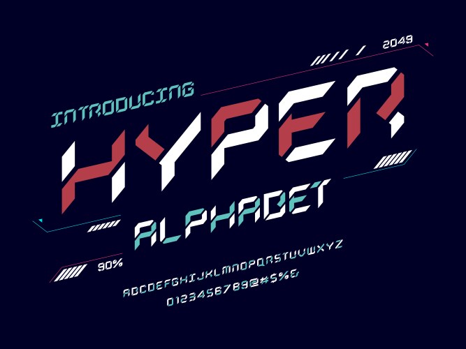 Cyber font vector image