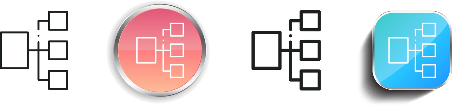 Flow chart icon thin linear regular and button vector image