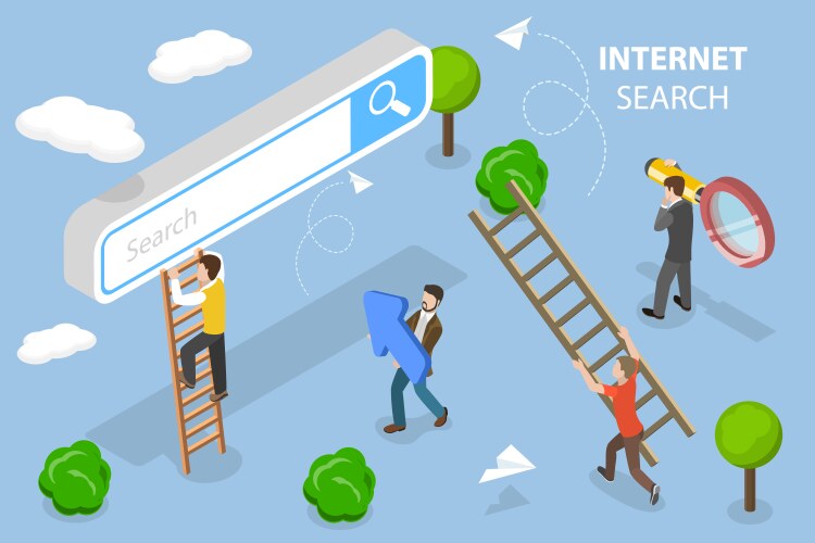 3d isometric flat concept link building Royalty Free Vector