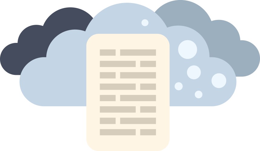 Cloud computing concept with text file and clouds vector image