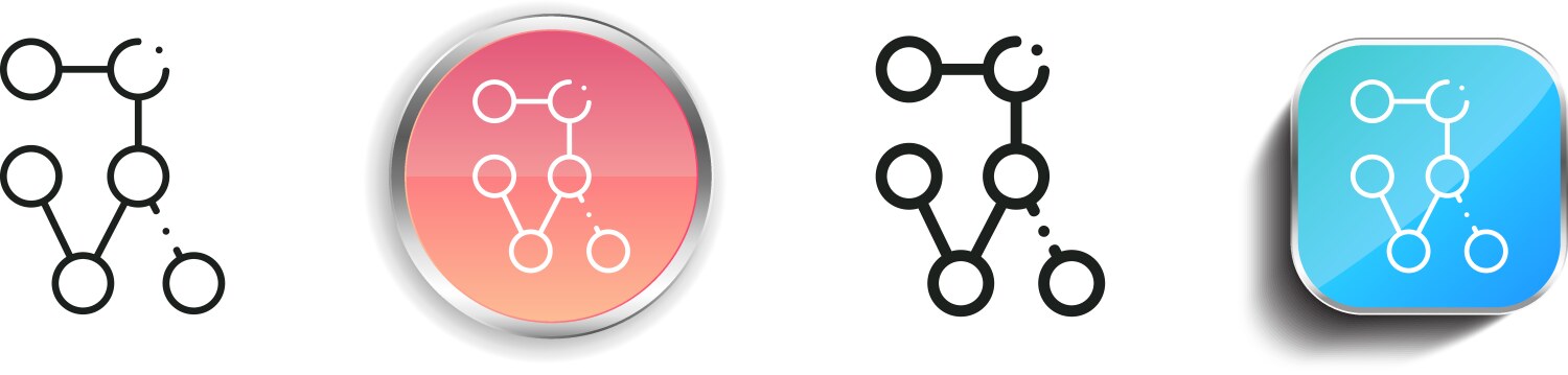 Flow chart icon thin linear regular and button vector image