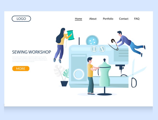 sewing workshop website landing page design vector image