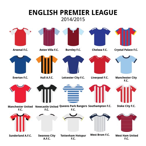 english premier league 2014 - 2015 football jersey vector image vector image