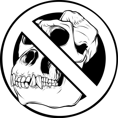 Gorilla monkey skull in black and white outline Vector Image