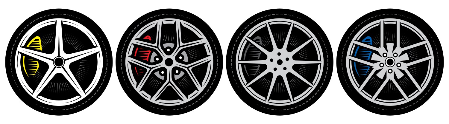Four Modern Wheels Rims Set Royalty Free Vector Image