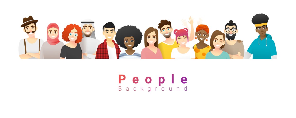 group happy multi ethnic people background vector image