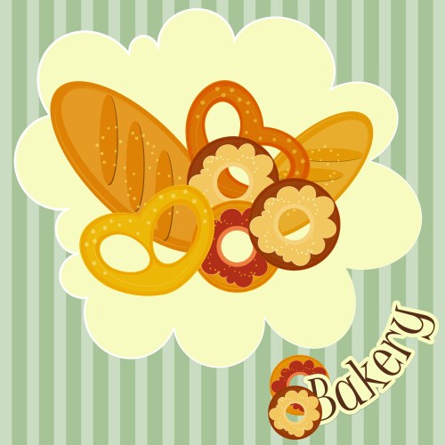 Bakery bread pastry desserts cafe poster Vector Image