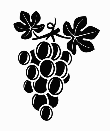 Bunch grapes fruit with leaf icon Royalty Free Vector Image