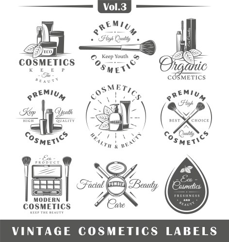 Vintage Cosmetic Labels & Logos Vector Image