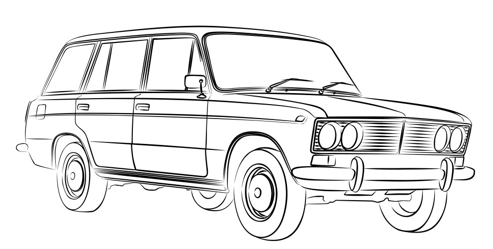 Car retro sketch vector image