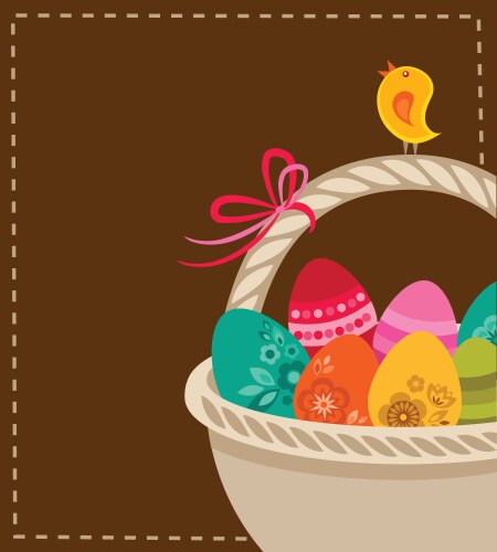 Easter eggs basket Royalty Free Vector Image - VectorStock