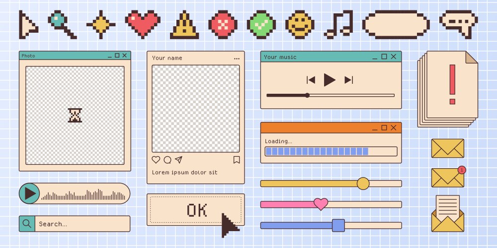 Retro browser window interface elements vector image