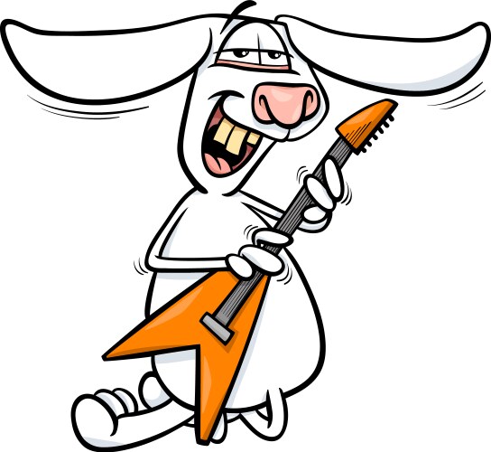 bunny playing guitar cartoon vector