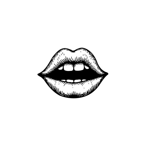 Detailed Monochrome Lip Study Vector Image