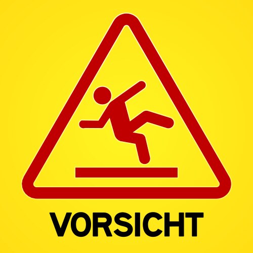 yellow and red vorsicht symbol vector image