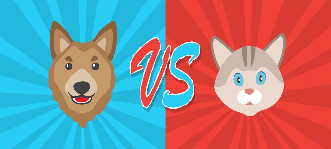 Dogs vs cats concept background with cute pets vector image