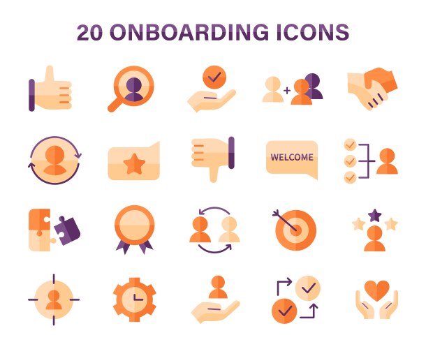 Onboarding icons set depicting key steps vector image