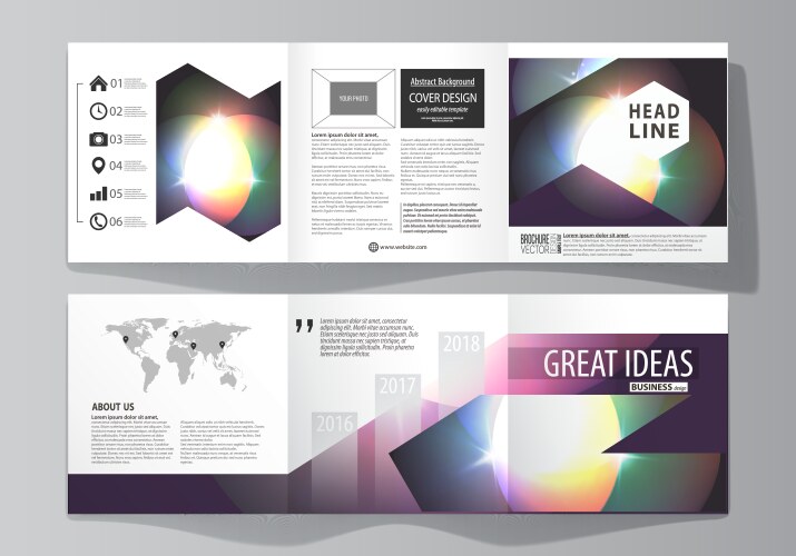 set of business templates for tri fold square vector image