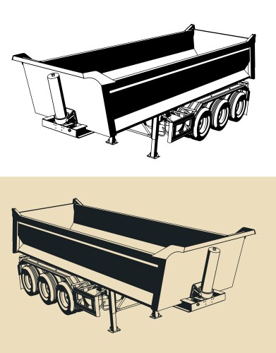 Green farm tipper trailer standing on white Vector Image