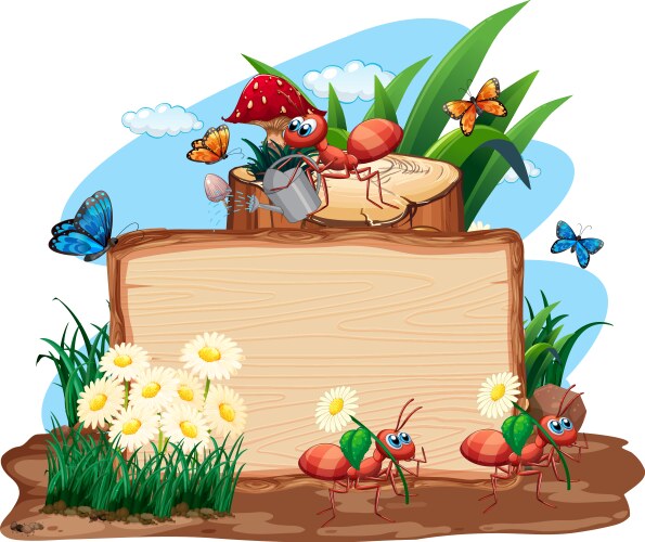 Border template design with insects in garden Vector Image