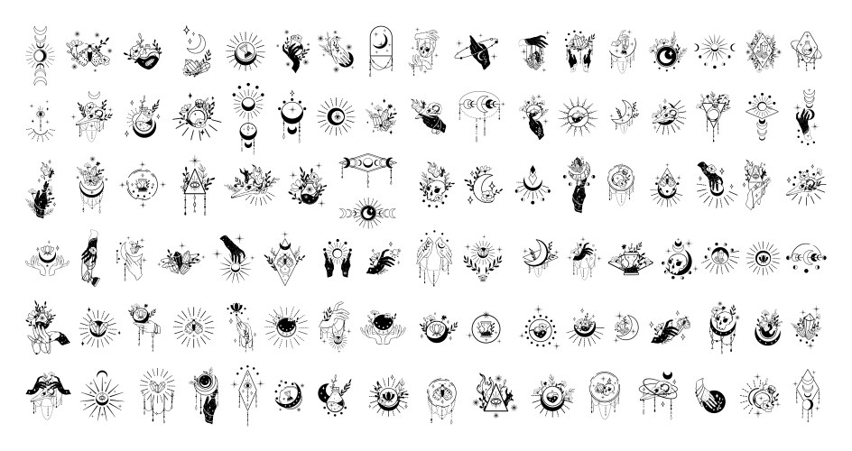 Esoteric Black Tattoos & Symbols Vector Image
